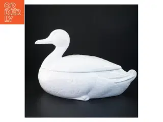 Stor Porcelæns skål med låg formet som and (str. 41 x 18 x 25 cm)