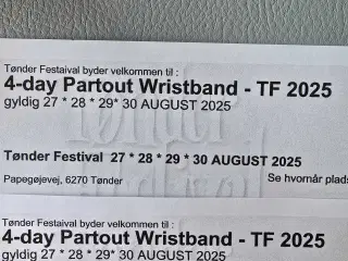 TØNDER FESTIVAL: 2 x 4 dages partout billetter