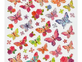 Stickers, sommerfugle, ark 15x16,5 cm, 1 ark