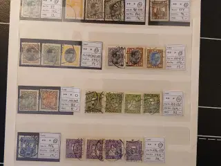 Danmark (129) Planche med ældre enkeltmærker og sæ