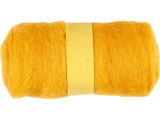 Kartet Uld - Gul, 100g til Nålefiltning