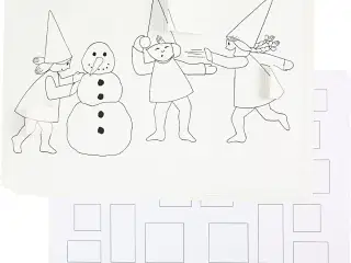 Julekalender med nisser i sneboldkamp , A3, str. 30x42 cm, hvid, 30stk./ 1 pk.