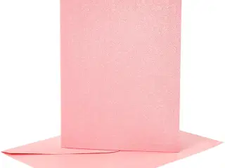Kort og kuverter, kort str. 10,5x15 cm, kuvert str. 11,5x16,5 cm, perlemor, 120+210 g, rosa, 4sæt/ 1 pk.