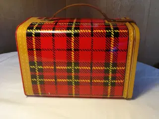 Retro rød skotsternet madkasse Glud & Marstrand