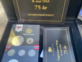 Norsk myntsæt guld og sølv Med gullmedalje 7,75 gr