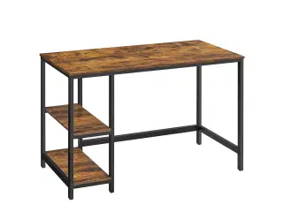 Skrivebord med hylder industrielt, rustik brun/sort, 120×60 cm