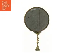Vintage håndspejl med dekorativt skaft (str. Ø 14 cm)