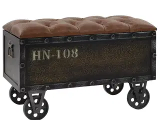Opbevaringsbænk 80,5x41x50 cm massivt træ og kunstlæder