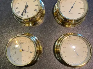 Messing ur, barometer, termometer og hygrometer 