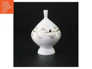 Porcelænssukkerskål med blomstermønster fra Benedikte (str. 14 x 10 cm)