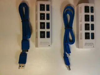 4-Ports USB 3.0 Hub, 2 stk. hvide