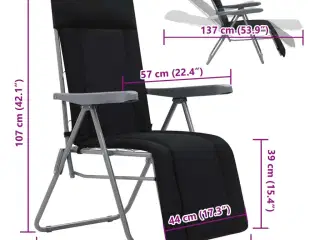 Sammenfoldelige havestole med hynder 2 stk. sort