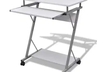 Kompakt computerbord med udtræksplade til tastetur hvid