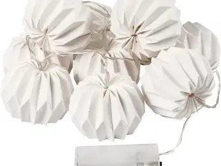 LED lyskæde med lampeskærme , rund, H: 55 mm, L: 100 cm, diam. 75 mm, hvid, 1 stk.