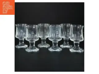 Holmegaard - Seks glas med skibsmotiv (str. 6,5x12 cm)
