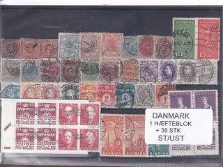 Danmark Samling - 1 Hæfteblok + 38 Stk. Stemplet/Ustemplet