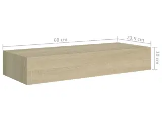 Væghylde med skuffe 60x23,5x10 cm MDF egetræsfarvet