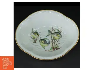 Porcelænsskål med fugledekor fra B&G (str. 22 x. 17 cm. h. 5,5 cm)
