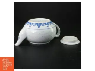 Porcelænsteapot med blåt mønster (str. Ø 14 cm)