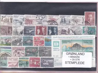 Grønland - 1 Stk. Miniark + 29 Stk. - Stemplede