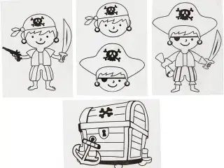 Krympeplast med motiver, pirater, ark 10,5x14,5 cm, tykkelse 0,3 mm, mat transparent, 4ark/ 1 pk.