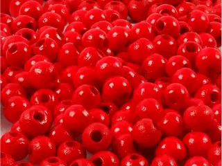 Træperler, diam. 5 mm, hulstr. 1,5 mm, rød, 6g/ 1 pk.