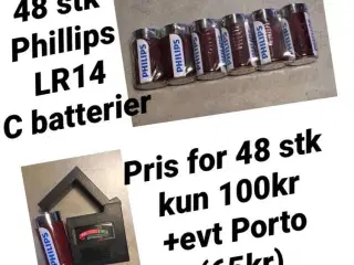 48 stk nye Phillips LR14 C batterier