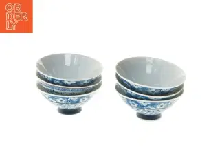 Blå- og hvidmønstrede skåle (str. 6 stk Ø 12 cm)