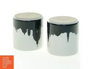 Keramik opbevaringskrukker med København motiv (str. 9x9 cm)