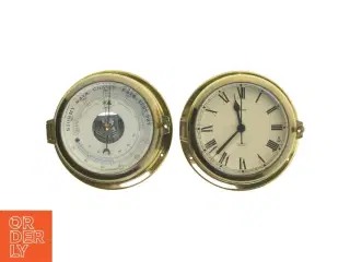 Maritime barometer og ur sæt (str. Ø 16 cm)