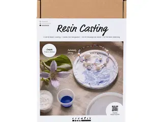 DIY Kit Resin Støbning, Rund bakke med marmorering, blå, hvid, 1 pk.