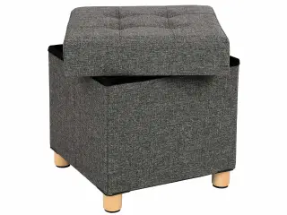 Puf med opbevaring sammenklappelig kube, mørkegrå, 38×38×40 cm