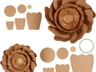 Papirblomster, diam. 15+25 cm, natur, 2stk./ 1 pk.