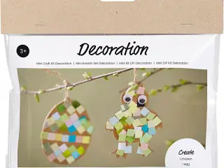 Mini DIY Kit Dekoration, Æg og kylling, sort, brun, hvid, ass. farver, 1 pk.