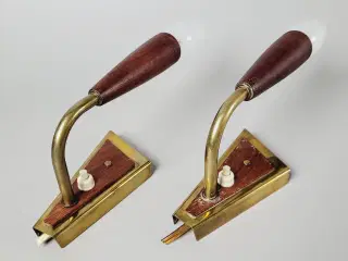⭐️· Retro Væglamper i Teak og Messing – Sæt af 2
