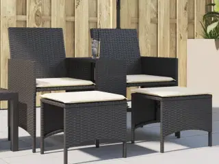 2-personers havesofa med bord og skamler polyrattan sort