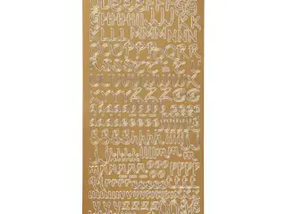 Stickers, bogstaver, ark 10x23 cm, guld, 1 ark