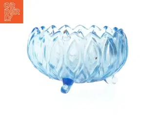 Blå glas-dekoreret skål (str. Ø 15 cm)
