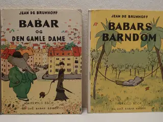 jean de Brunhoff: 2 stk Babar bøger. 1.udg.1957.