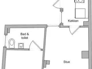 2 værelses, Bagergade, Svendborg, Fyn