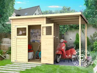 Redskabsskur Redskabsrum Haveskur i træ m/halvtag,