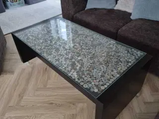 Sofabord med glasplade (mønter eksl.)