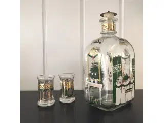 Holmegaard julekaraffel 1996 og 2 stk. dramglas