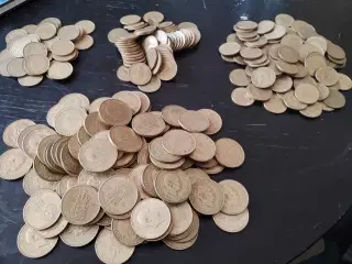 gammel dansk mønter 1 kr og 2 kr.