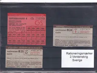 Rationeringsmærker - 2. Verdenskrig - Sverige