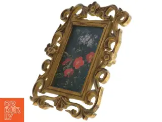 Gylden Billedramme med Blomsterbillede (str. 23 x 18 cm)