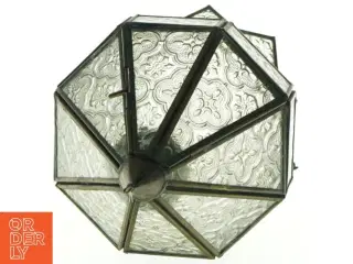 Glas- og metal hænge lysholder (str. 24 x. 15 cm)