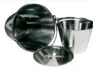 1 stk. Spand 15 ltr rustfri stål m/ bundring