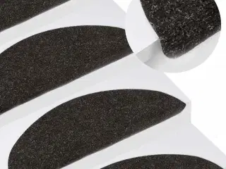 Selvklæbende trappemåtter 15 stk. 56x17x3 cm sort