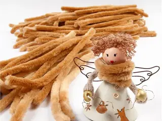 Chenille, L: 30 cm, tykkelse 6 mm, beige, 50stk./ 1 pk.